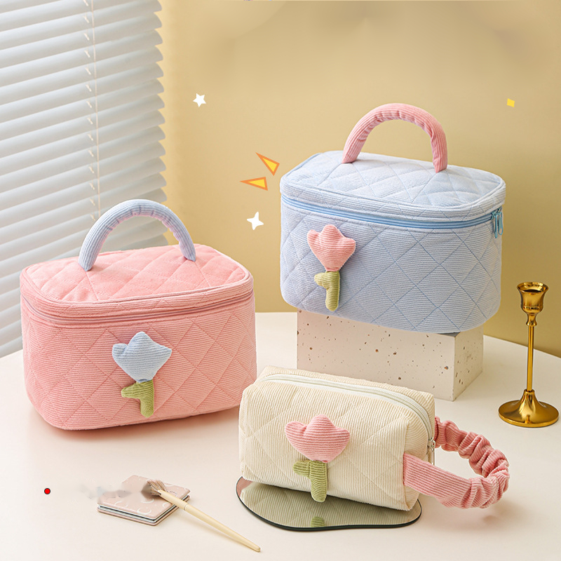 Luxury Skincare Samples - Cute Tulip Handheld Cosmetic Bag for