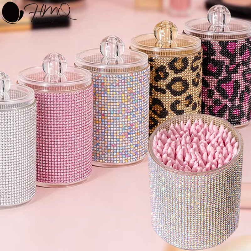 Luxury Skincare And Makeup Brands - Luxury Diamond Cotton Swabs Storage Case