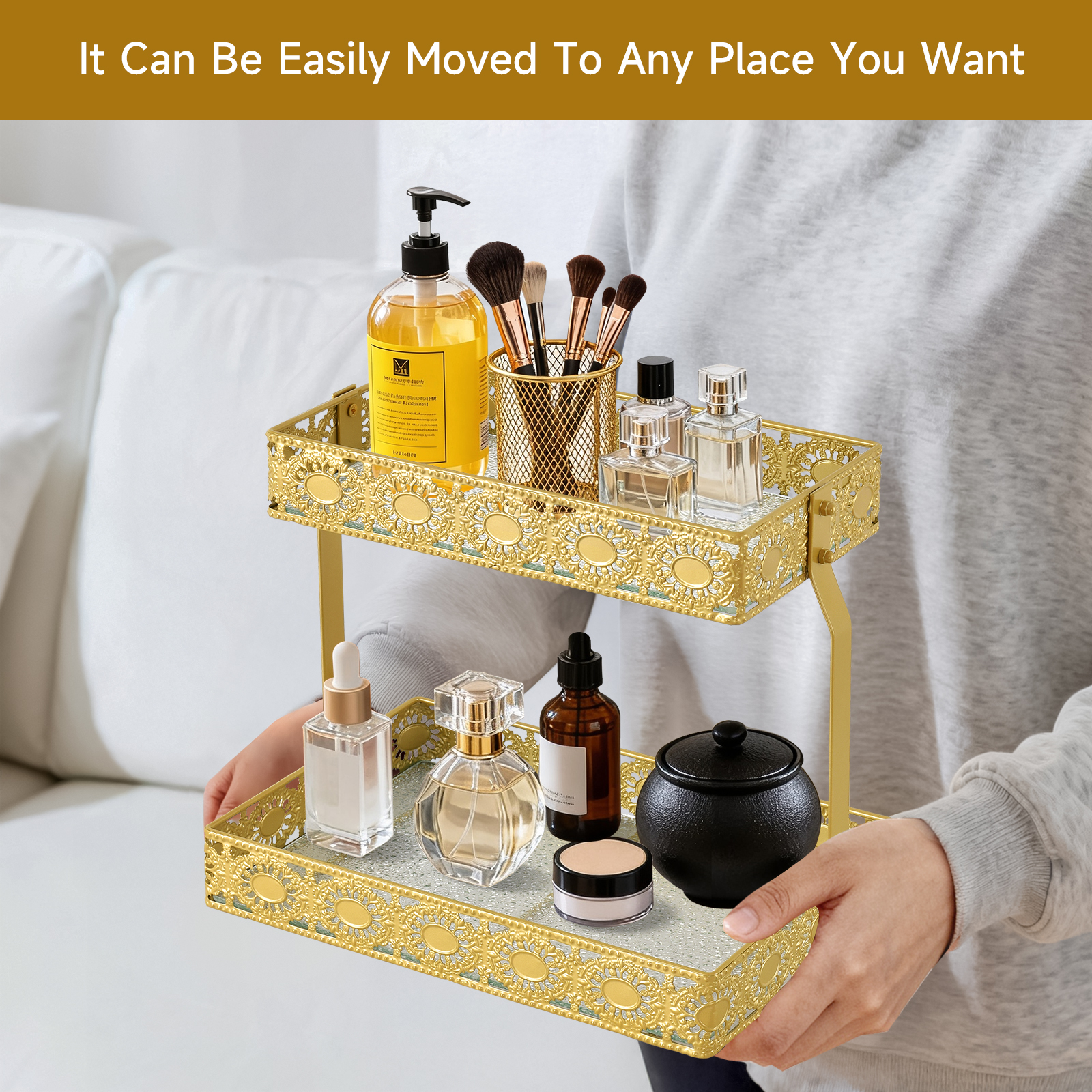 Double-Layer Glass Storage Tra - Luxury Skincare & Spa Reviews avaliação e preço