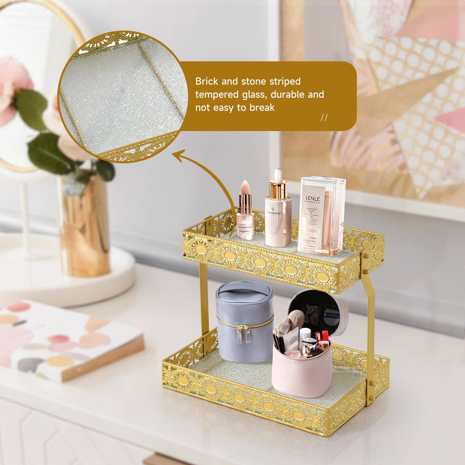 Double-Layer Glass Storage Tra - Luxury Skincare & Spa Reviews avaliação e preço