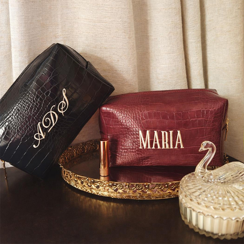 Embroidered Croc Makeup Bag Pe - Luxury Skincare Samples avaliação e preço